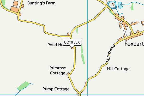 CO10 7JX map - OS VectorMap District (Ordnance Survey)