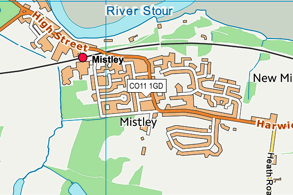 CO11 1GD map - OS VectorMap District (Ordnance Survey)