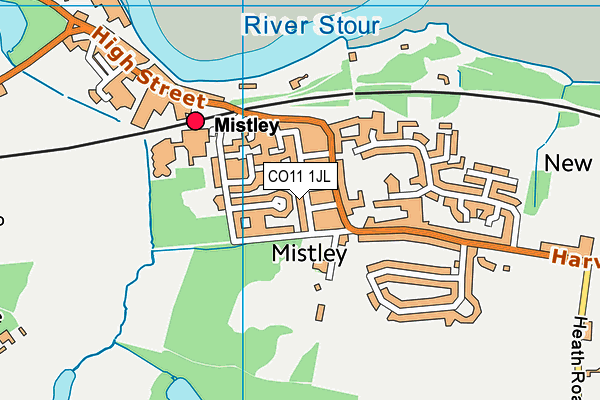 CO11 1JL map - OS VectorMap District (Ordnance Survey)