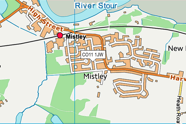 CO11 1JW map - OS VectorMap District (Ordnance Survey)