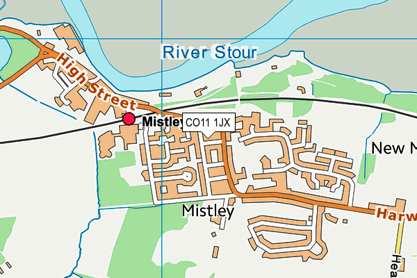 CO11 1JX map - OS VectorMap District (Ordnance Survey)