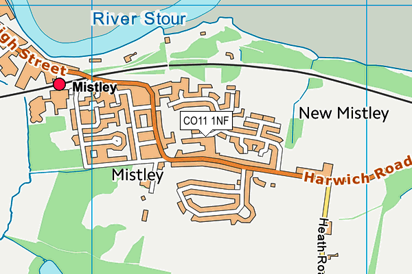 CO11 1NF map - OS VectorMap District (Ordnance Survey)