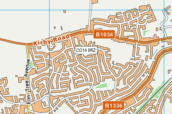 CO14 8RZ map - OS VectorMap District (Ordnance Survey)