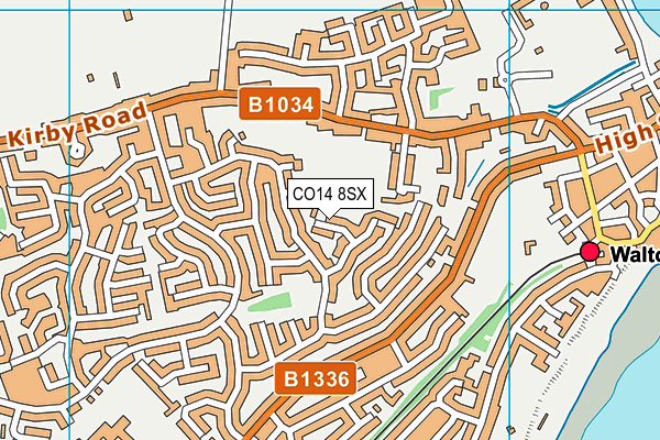 CO14 8SX map - OS VectorMap District (Ordnance Survey) CO14 8SX map - OS VectorMap District (Ordnance Survey)