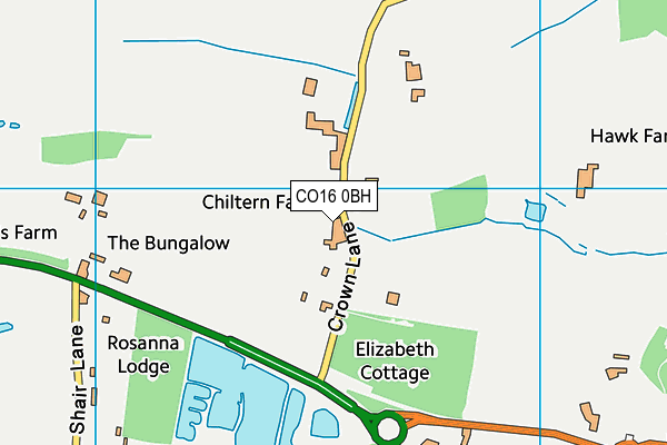CO16 0BH map - OS VectorMap District (Ordnance Survey)