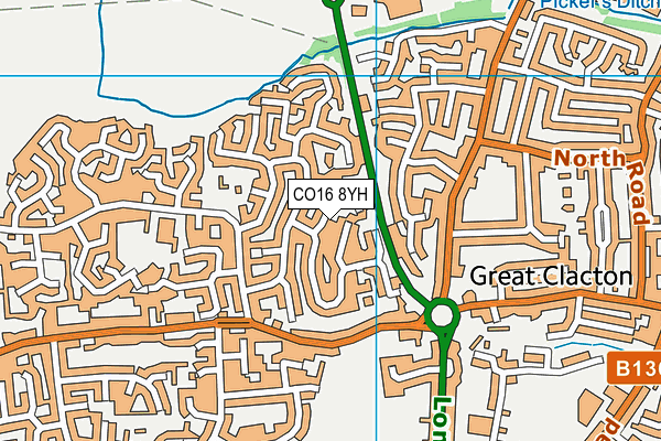 CO16 8YH map - OS VectorMap District (Ordnance Survey)