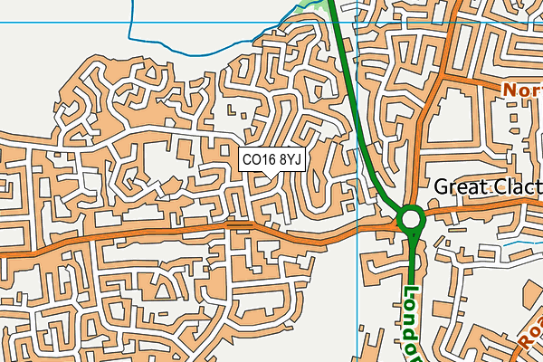 CO16 8YJ map - OS VectorMap District (Ordnance Survey) CO16 8YJ map - OS VectorMap District (Ordnance Survey)