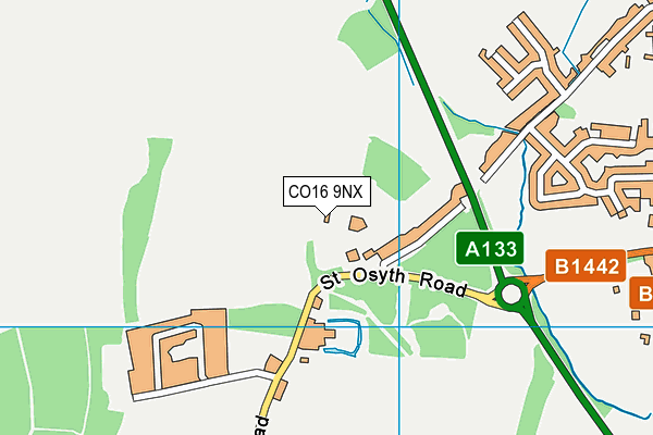 CO16 9NX map - OS VectorMap District (Ordnance Survey)