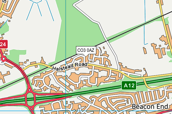 CO3 0AZ map - OS VectorMap District (Ordnance Survey)