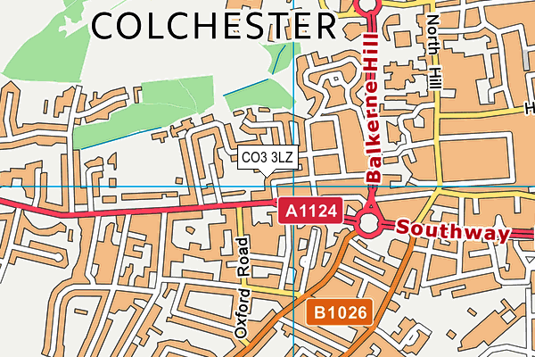 CO3 3LZ map - OS VectorMap District (Ordnance Survey) CO3 3LZ map - OS VectorMap District (Ordnance Survey)
