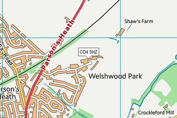 CO4 3HZ map - OS VectorMap District (Ordnance Survey)
