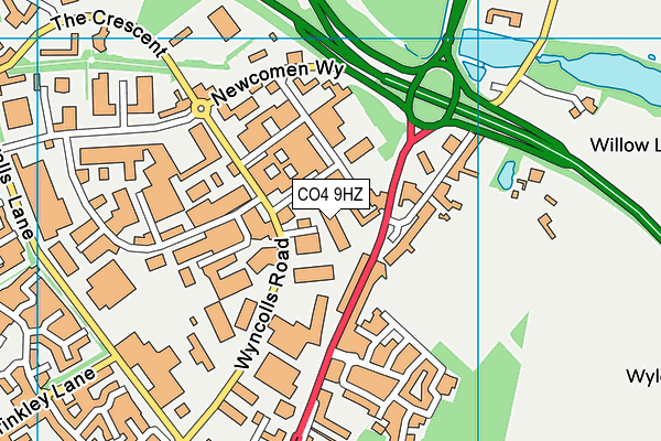 CO4 9HZ map - OS VectorMap District (Ordnance Survey)