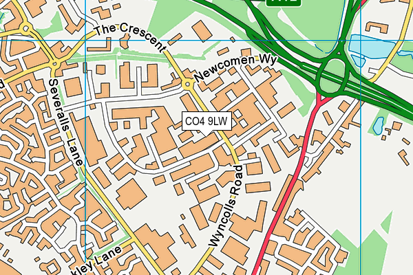 CO4 9LW map - OS VectorMap District (Ordnance Survey)