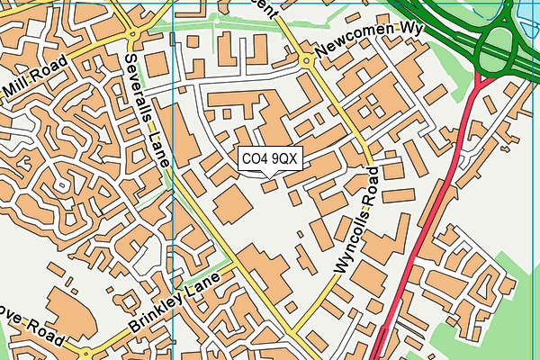 CO4 9QX map - OS VectorMap District (Ordnance Survey) CO4 9QX map - OS VectorMap District (Ordnance Survey)