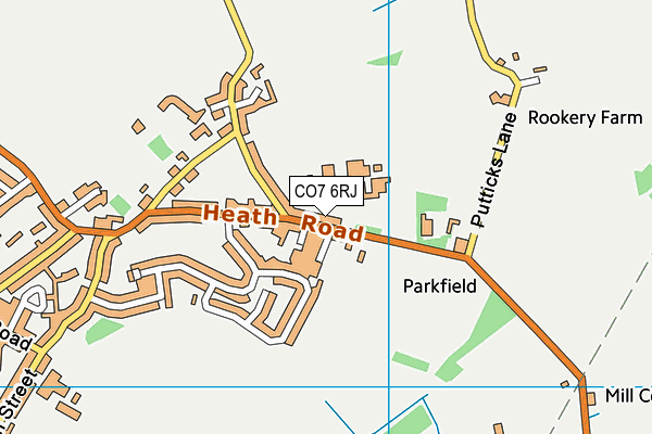 CO7 6RJ map - OS VectorMap District (Ordnance Survey)