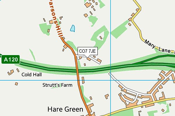 CO7 7JE map - OS VectorMap District (Ordnance Survey)