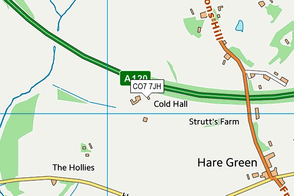 CO7 7JH map - OS VectorMap District (Ordnance Survey)