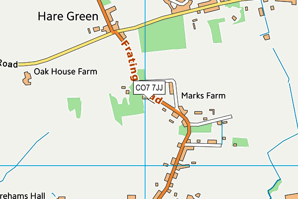 CO7 7JJ map - OS VectorMap District (Ordnance Survey)