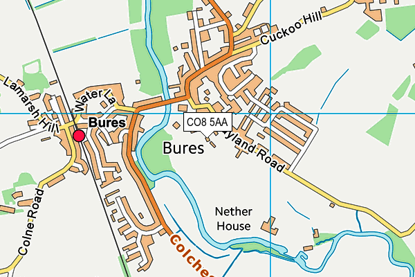 CO8 5AA map - OS VectorMap District (Ordnance Survey) CO8 5AA map - OS VectorMap District (Ordnance Survey)