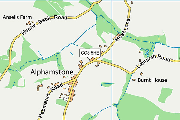 CO8 5HE map - OS VectorMap District (Ordnance Survey) CO8 5HE map - OS VectorMap District (Ordnance Survey)