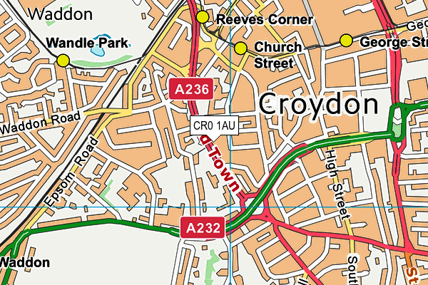 CR0 1AU map - OS VectorMap District (Ordnance Survey)