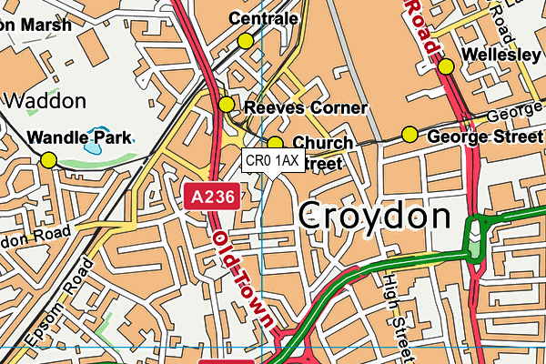CR0 1AX map - OS VectorMap District (Ordnance Survey)