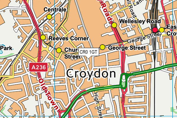 CR0 1GT map - OS VectorMap District (Ordnance Survey) CR0 1GT map - OS VectorMap District (Ordnance Survey)