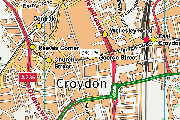CR0 1PA map - OS VectorMap District (Ordnance Survey)