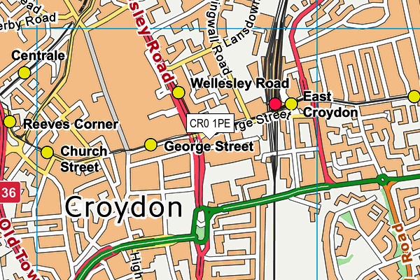CR0 1PE map - OS VectorMap District (Ordnance Survey)