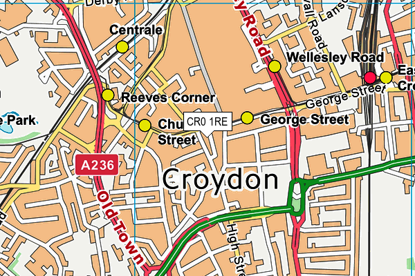 CR0 1RE map - OS VectorMap District (Ordnance Survey)