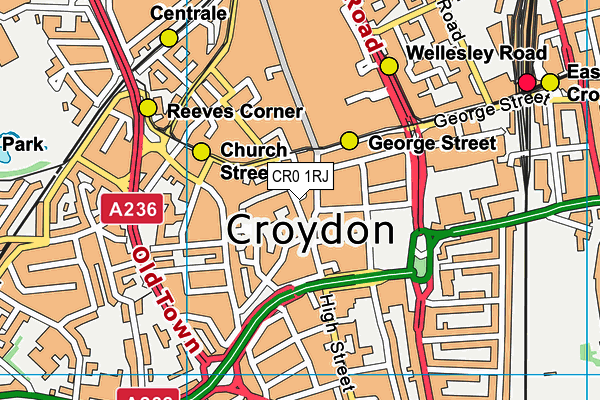CR0 1RJ map - OS VectorMap District (Ordnance Survey)