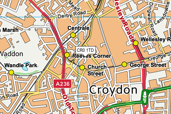 CR0 1TD map - OS VectorMap District (Ordnance Survey)