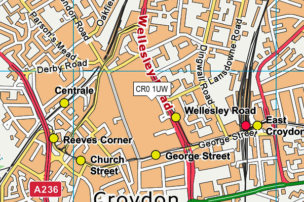 CR0 1UW map - OS VectorMap District (Ordnance Survey) CR0 1UW map - OS VectorMap District (Ordnance Survey)