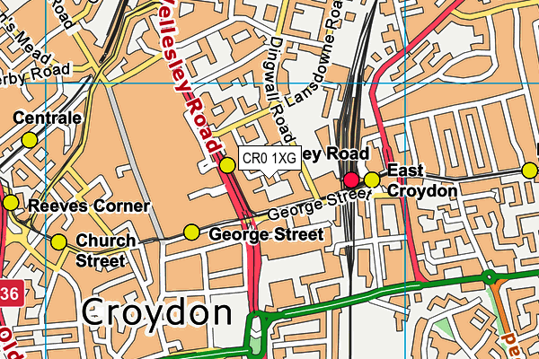 CR0 1XG map - OS VectorMap District (Ordnance Survey) CR0 1XG map - OS VectorMap District (Ordnance Survey)