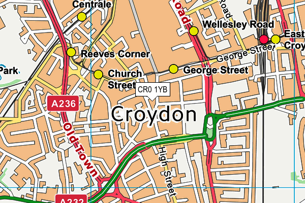 CR0 1YB map - OS VectorMap District (Ordnance Survey)