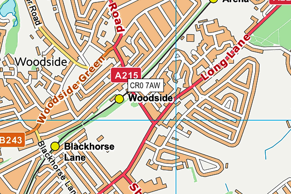 CR0 7AW map - OS VectorMap District (Ordnance Survey) CR0 7AW map - OS VectorMap District (Ordnance Survey)