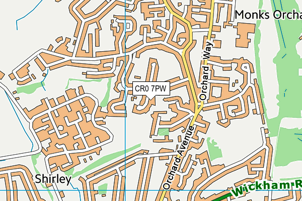 CR0 7PW map - OS VectorMap District (Ordnance Survey) CR0 7PW map - OS VectorMap District (Ordnance Survey)