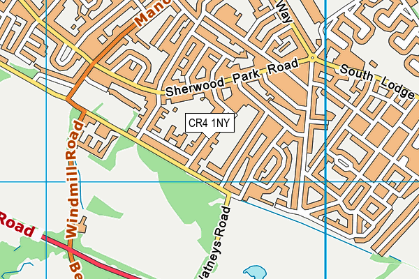 CR4 1NY map - OS VectorMap District (Ordnance Survey)