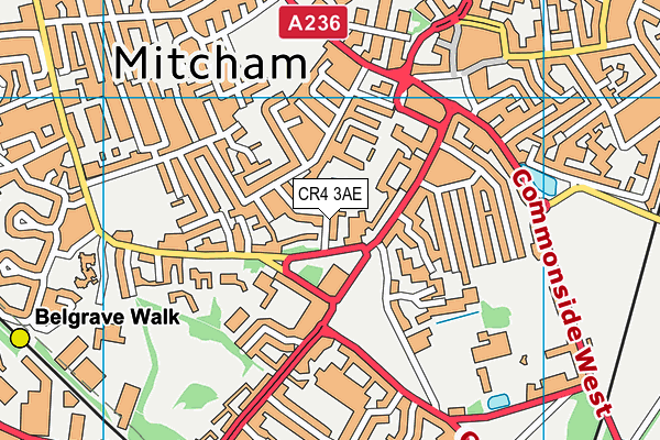 CR4 3AE map - OS VectorMap District (Ordnance Survey) CR4 3AE map - OS VectorMap District (Ordnance Survey)