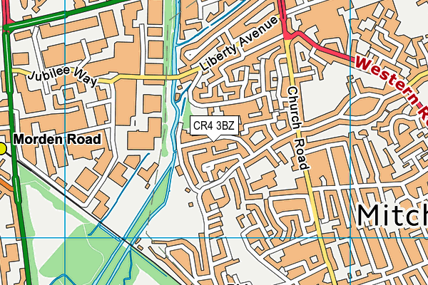 CR4 3BZ map - OS VectorMap District (Ordnance Survey)