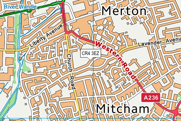 CR4 3EZ map - OS VectorMap District (Ordnance Survey)