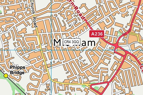 CR4 3GQ map - OS VectorMap District (Ordnance Survey)