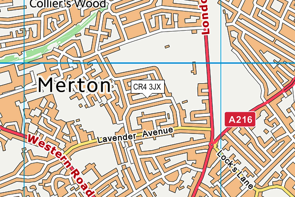 CR4 3JX map - OS VectorMap District (Ordnance Survey) CR4 3JX map - OS VectorMap District (Ordnance Survey)
