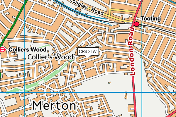 CR4 3LW map - OS VectorMap District (Ordnance Survey) CR4 3LW map - OS VectorMap District (Ordnance Survey)