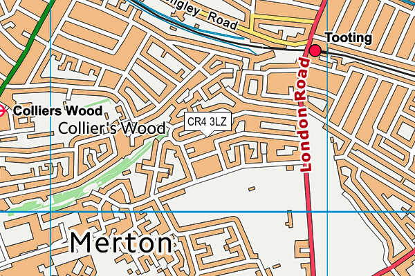 CR4 3LZ map - OS VectorMap District (Ordnance Survey)