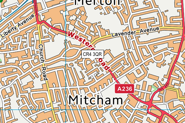 CR4 3QR map - OS VectorMap District (Ordnance Survey) CR4 3QR map - OS VectorMap District (Ordnance Survey)