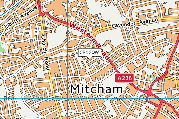 CR4 3QW map - OS VectorMap District (Ordnance Survey) CR4 3QW map - OS VectorMap District (Ordnance Survey)