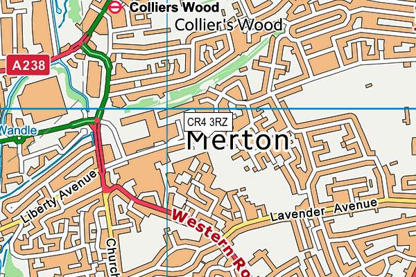 CR4 3RZ map - OS VectorMap District (Ordnance Survey) CR4 3RZ map - OS VectorMap District (Ordnance Survey)