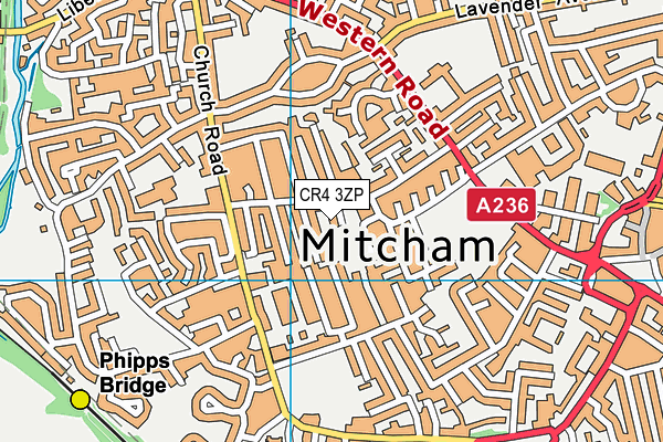 CR4 3ZP map - OS VectorMap District (Ordnance Survey) CR4 3ZP map - OS VectorMap District (Ordnance Survey)