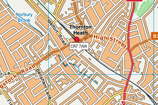 CR7 7AW map - OS VectorMap District (Ordnance Survey) CR7 7AW map - OS VectorMap District (Ordnance Survey)